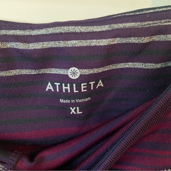 Athleta Purple Striped Leggings Size XL - Picture 3 of 5